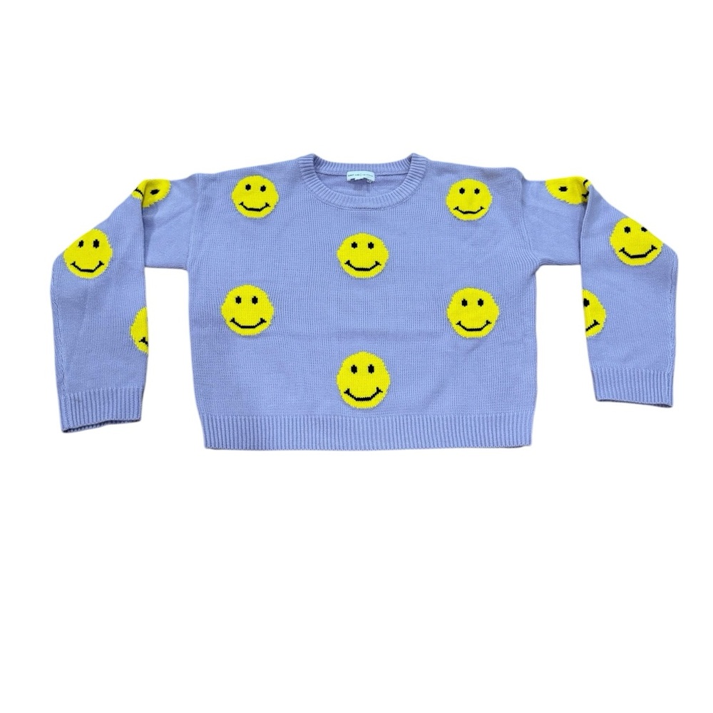 Women’s Smiley Face Sweater - Blue and Yellow